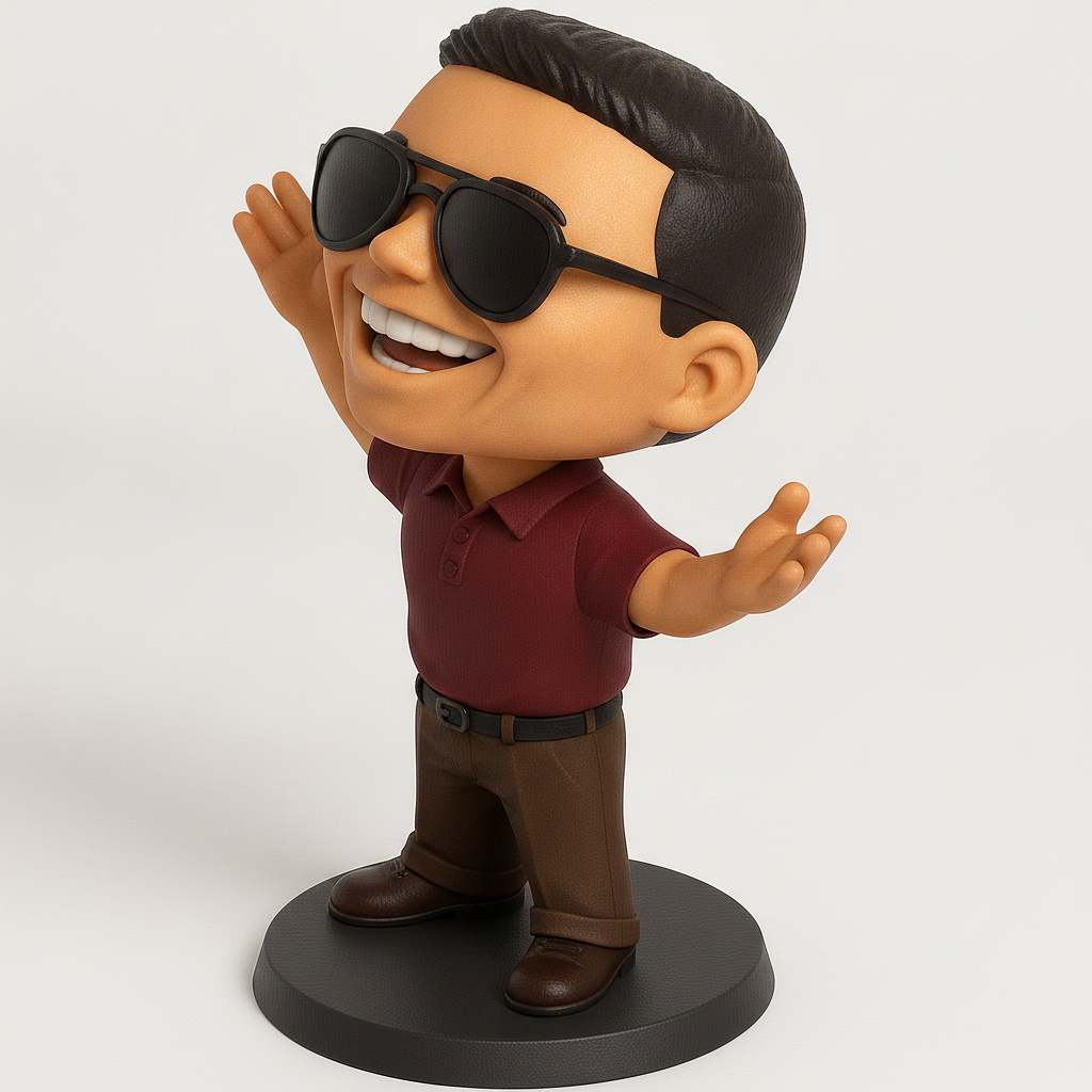 face to 3d model ai-3D portrait printing from photo_Dynamic Smiling Bobblehead - Print & Personalize!