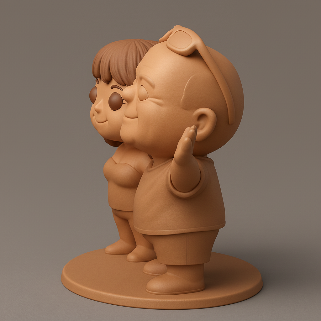 face to 3d model ai-3D portrait printing from photo_Charming Chibi Couple: Celebrate Love & Memories