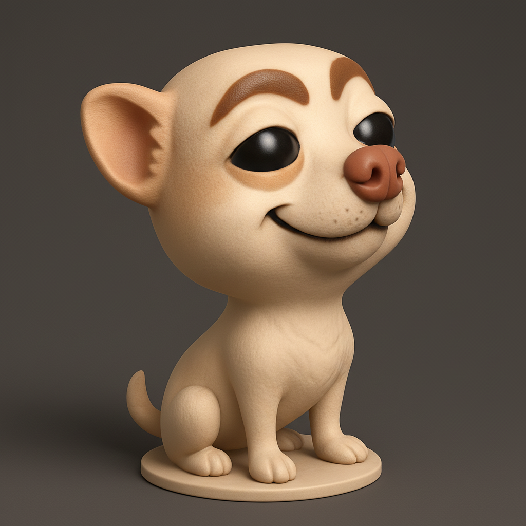 face anatomy 3d model-create 3d face model from photo_Happy Chihuahua Buddy 3D Print - Instant Smile Giver!