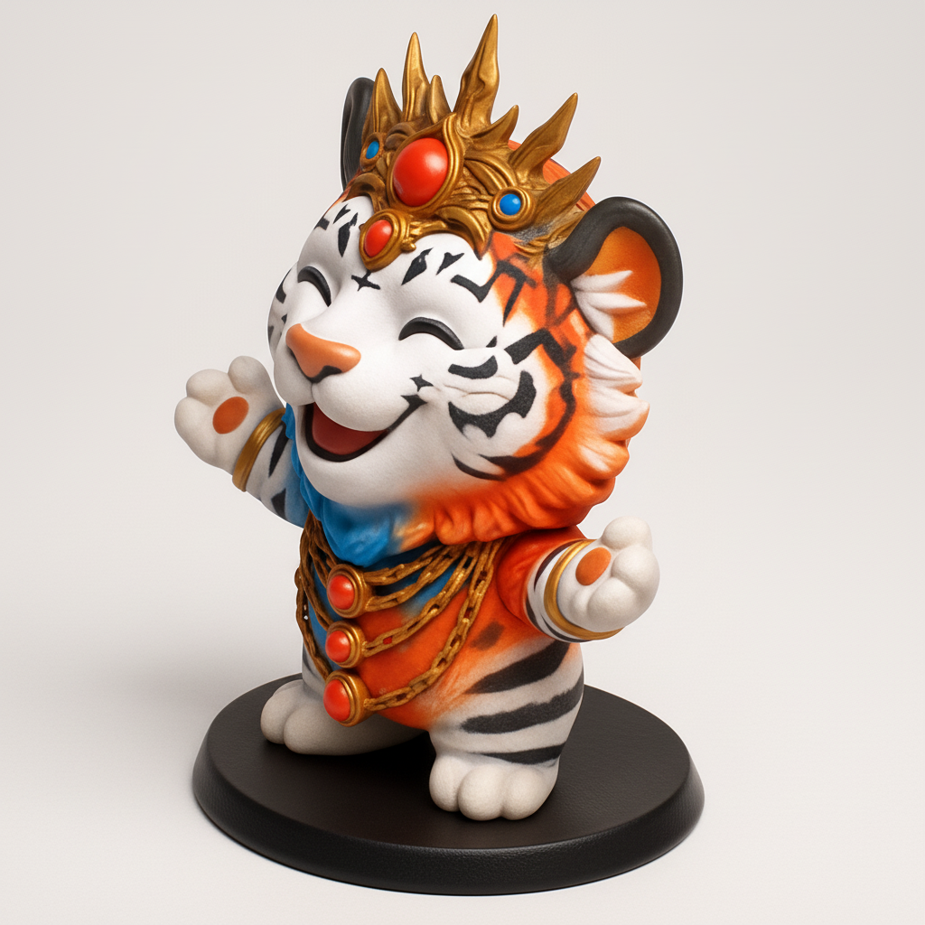 face to 3d model ai-3D portrait printing from photo_Bring Joy Home: Celestial Tiger King Figurine
