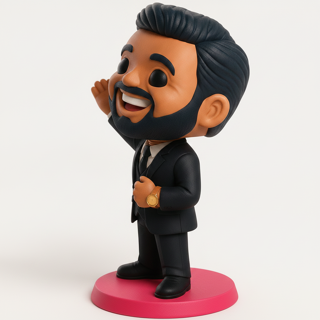 face to 3d model ai-3D portrait printing from photo_Boost Your Desk's Charm: Dapper Bobblehead Figurine