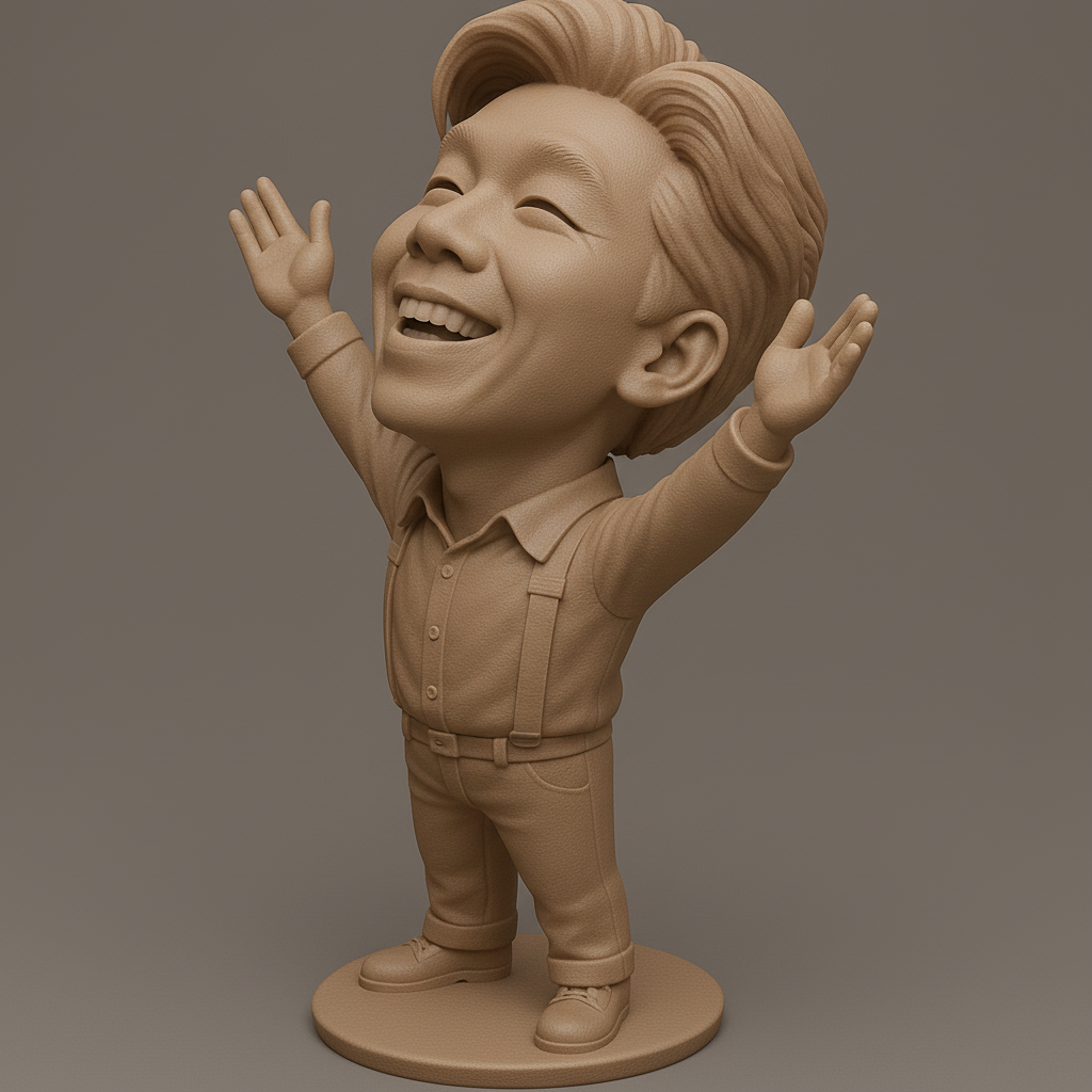 face anatomy 3d model-create 3d face model from photo_Joyful Figurine with Outstretched Arms