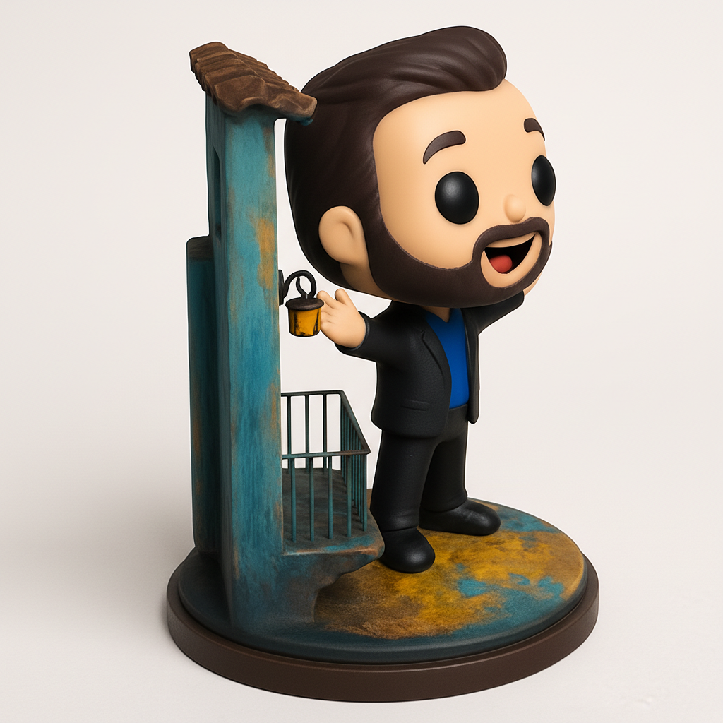 face to 3d model ai-3D portrait printing from photo_Joyful Bearded Figure & Rustic Balcony Displayd