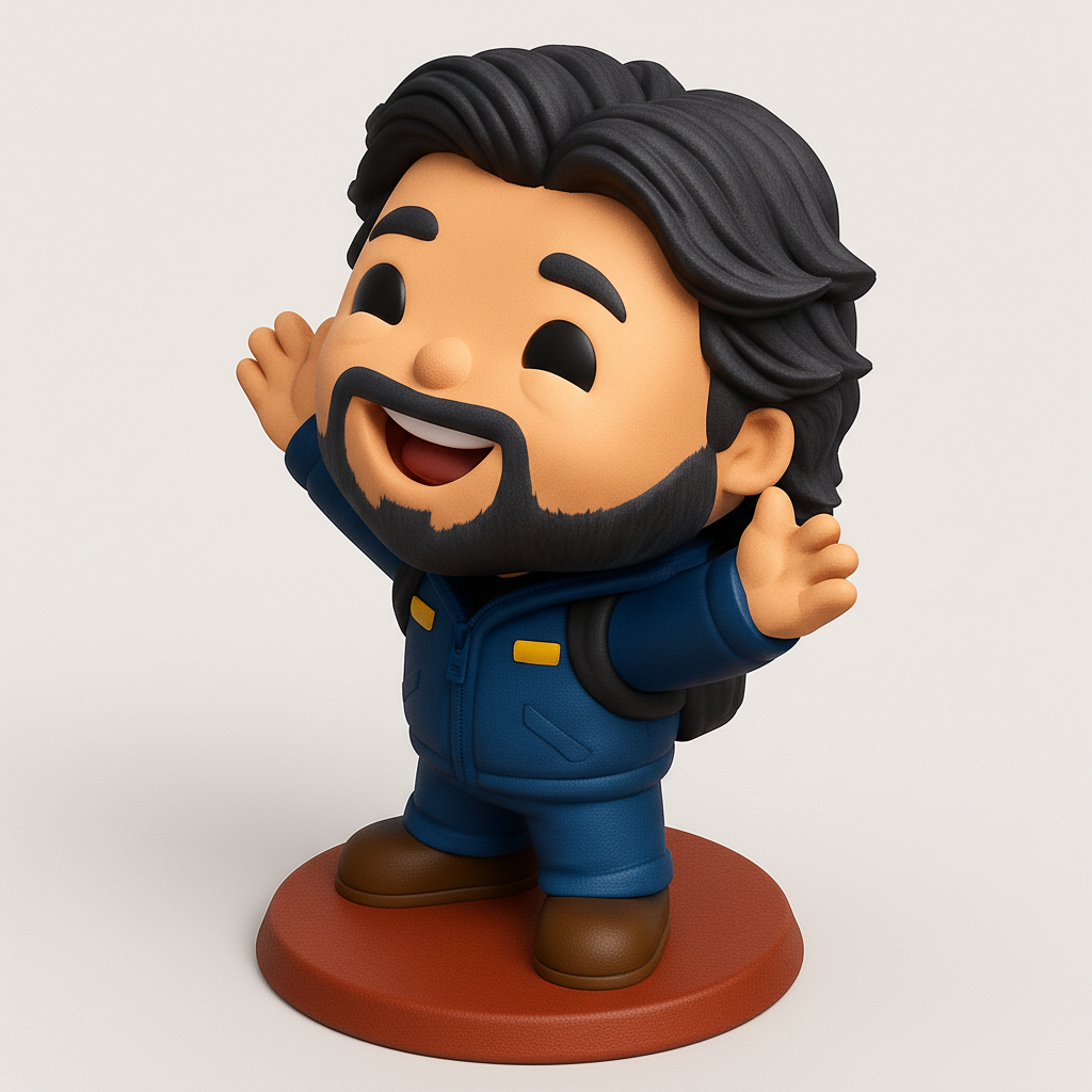 face to 3d model ai-3D portrait printing from photo_Happy Chibi Buddy Figurine: Your Welcoming Desk Pal