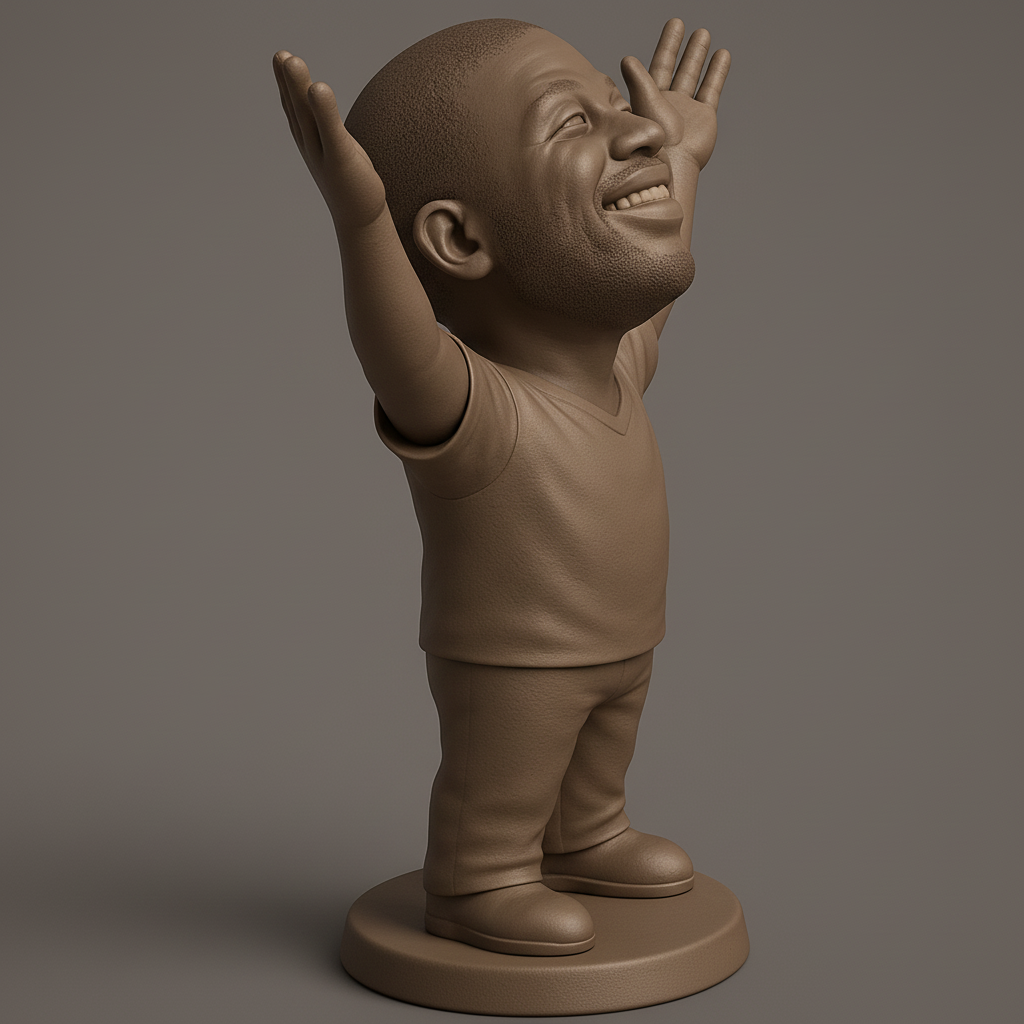 face anatomy 3d model-create 3d face model from photo_Uplifting Joyful Man Statue: Print Your Own Celebration!