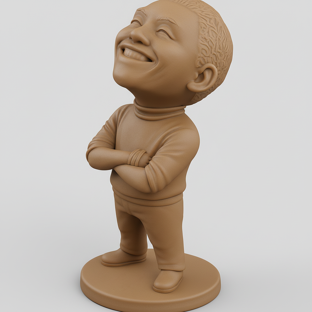 silhouette 3d printer maker-3d portrait printing_Uplifting Smile Figurine: Happy Boy 3D Print Model
