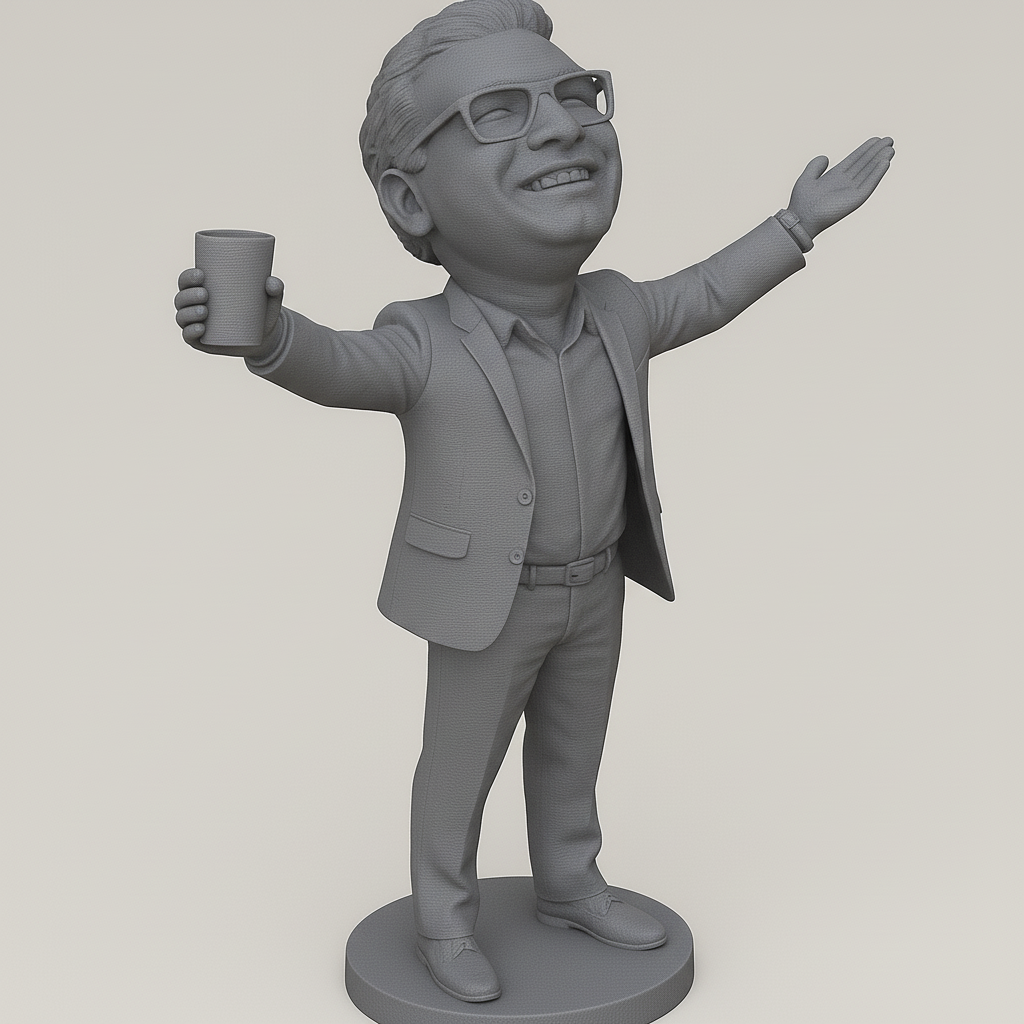 face anatomy 3d model-create 3d face model from photo_Joyful Figure with Drink - Perfect for Celebrations!