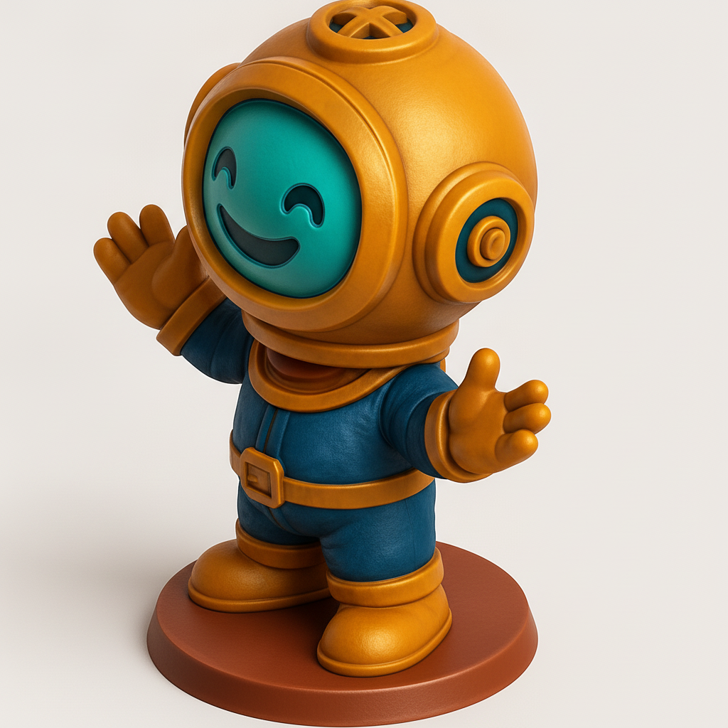 face anatomy 3d model-create 3d face model from photo_Charming Retro Diver Buddy – Print Your Own Smile!