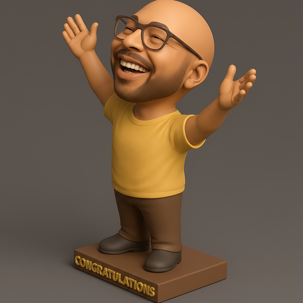 silhouette 3d printer maker-3d portrait printing_Celebratory Figurine with Joyful Expression