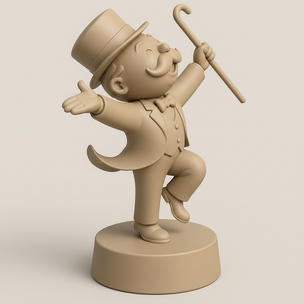 silhouette 3d printer maker-3d portrait printing_Classic Monopoly Man Figurine