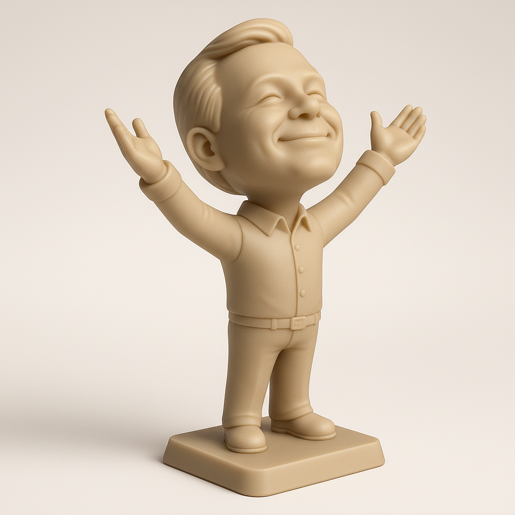 silhouette 3d printer maker-3d portrait printing_Cheerful 3D Character Model for Printing