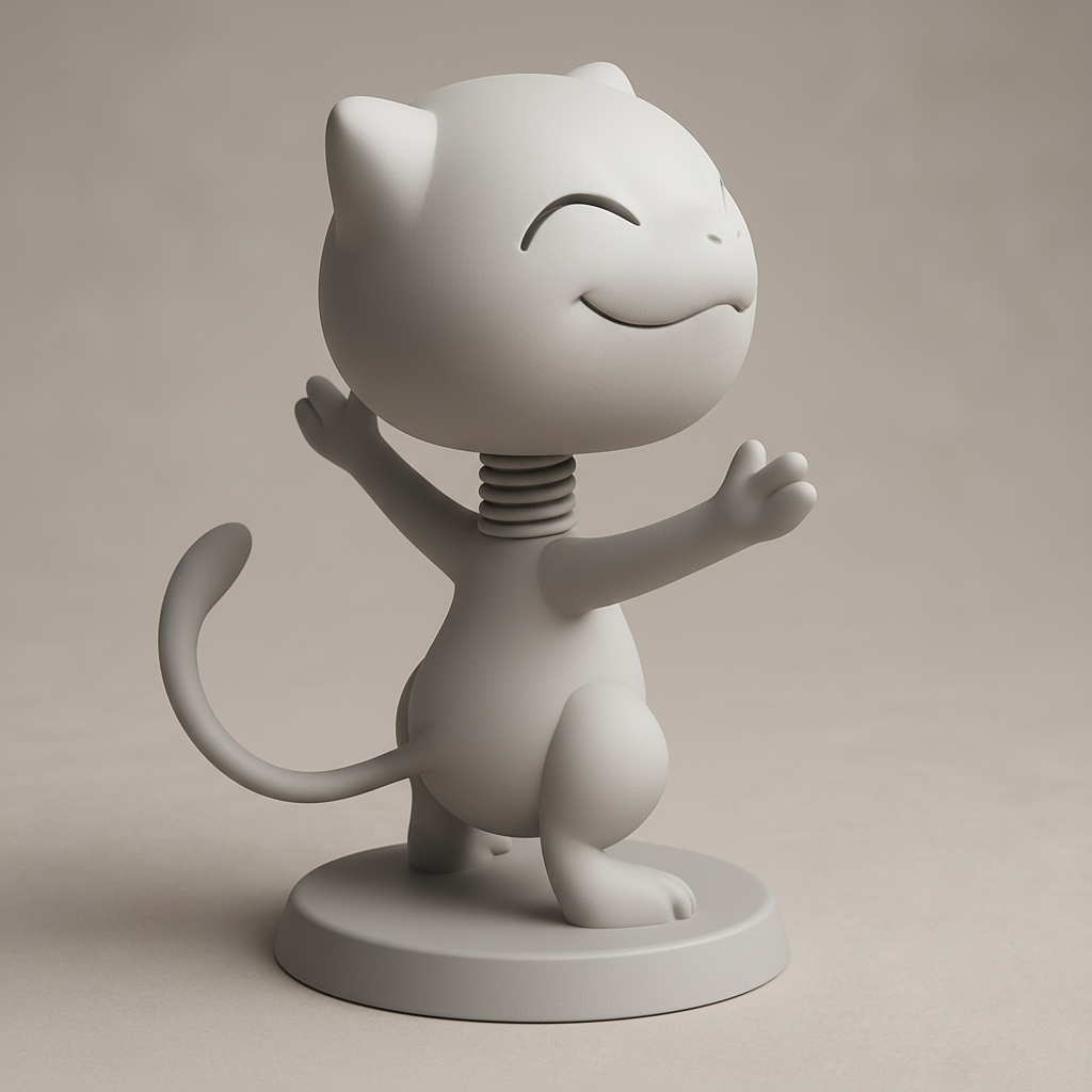 silhouette 3d printer maker-3d portrait printing_Joyful Cat Figure for 3D Printing