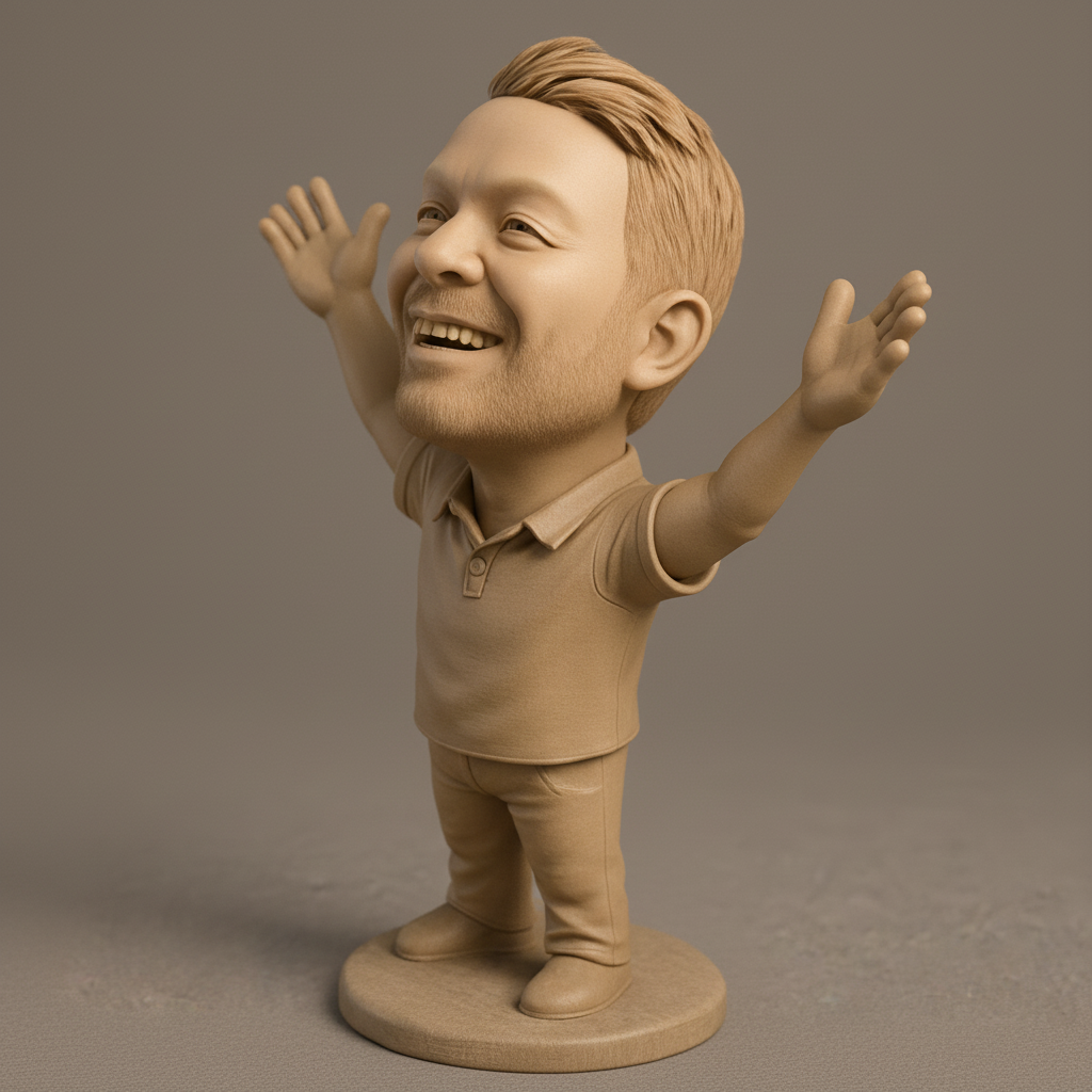face anatomy 3d model-create 3d face model from photo_Uplifting Bobblehead: Cheerful Man Figurine