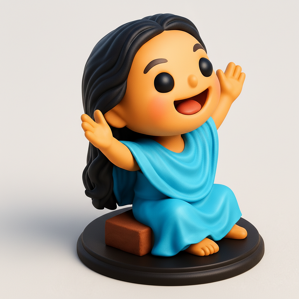 face anatomy 3d model-create 3d face model from photo_Happy Chibi Girl Figurine - Print & Brighten Your Day