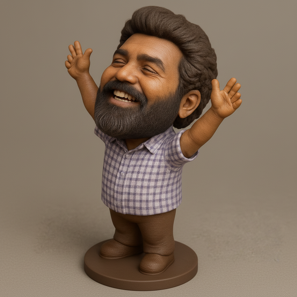 face anatomy 3d model-create 3d face model from photo_Smiling Man Bobblehead: Celebrate with Joy!