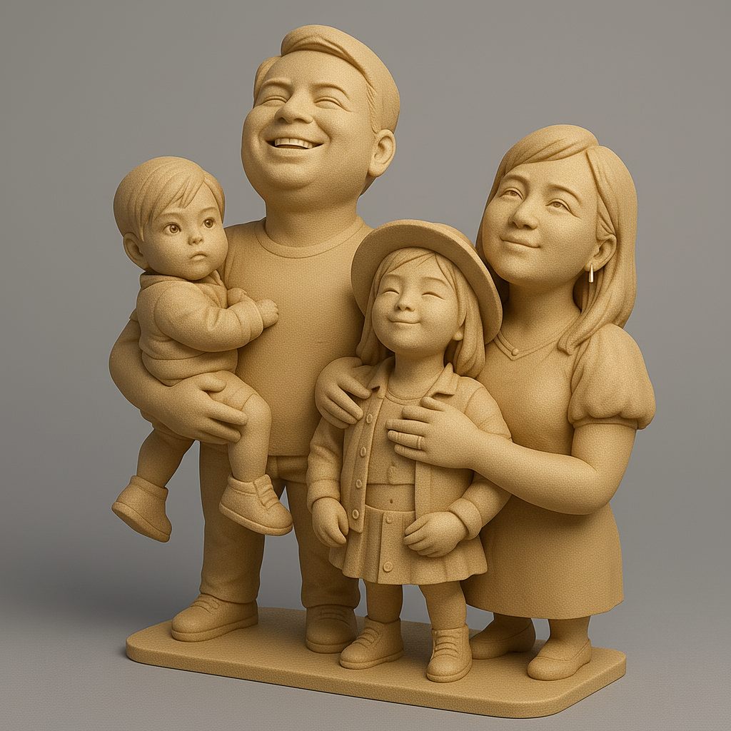 face anatomy 3d model-create 3d face model from photo_Heartwarming Family Figurine