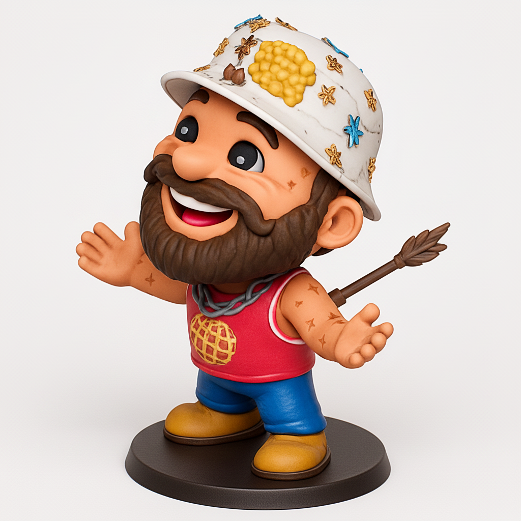 face to 3d model ai-3D portrait printing from photo_Bearded Beekeeper Figure:Quirky Arrow-Struck Honey