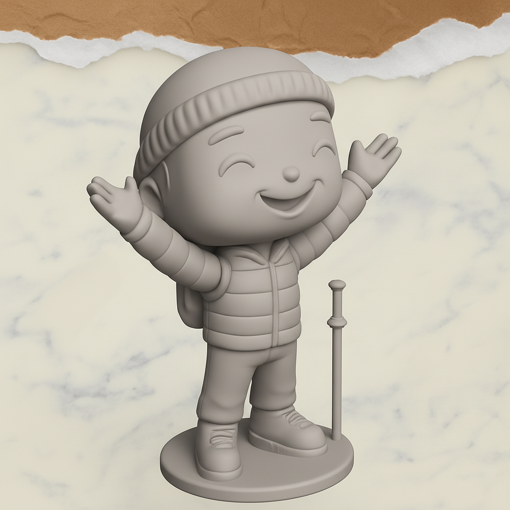 face anatomy 3d model-create 3d face model from photo_Happy Hiker Figurine: Joyful Adventure Desk Companion