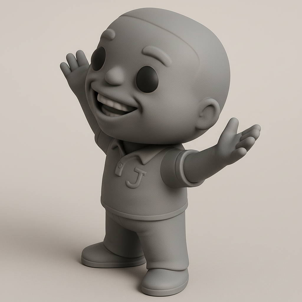 face anatomy 3d model-create 3d face model from photo_Smiling "J" Polo Character - Expressive 3D Print!