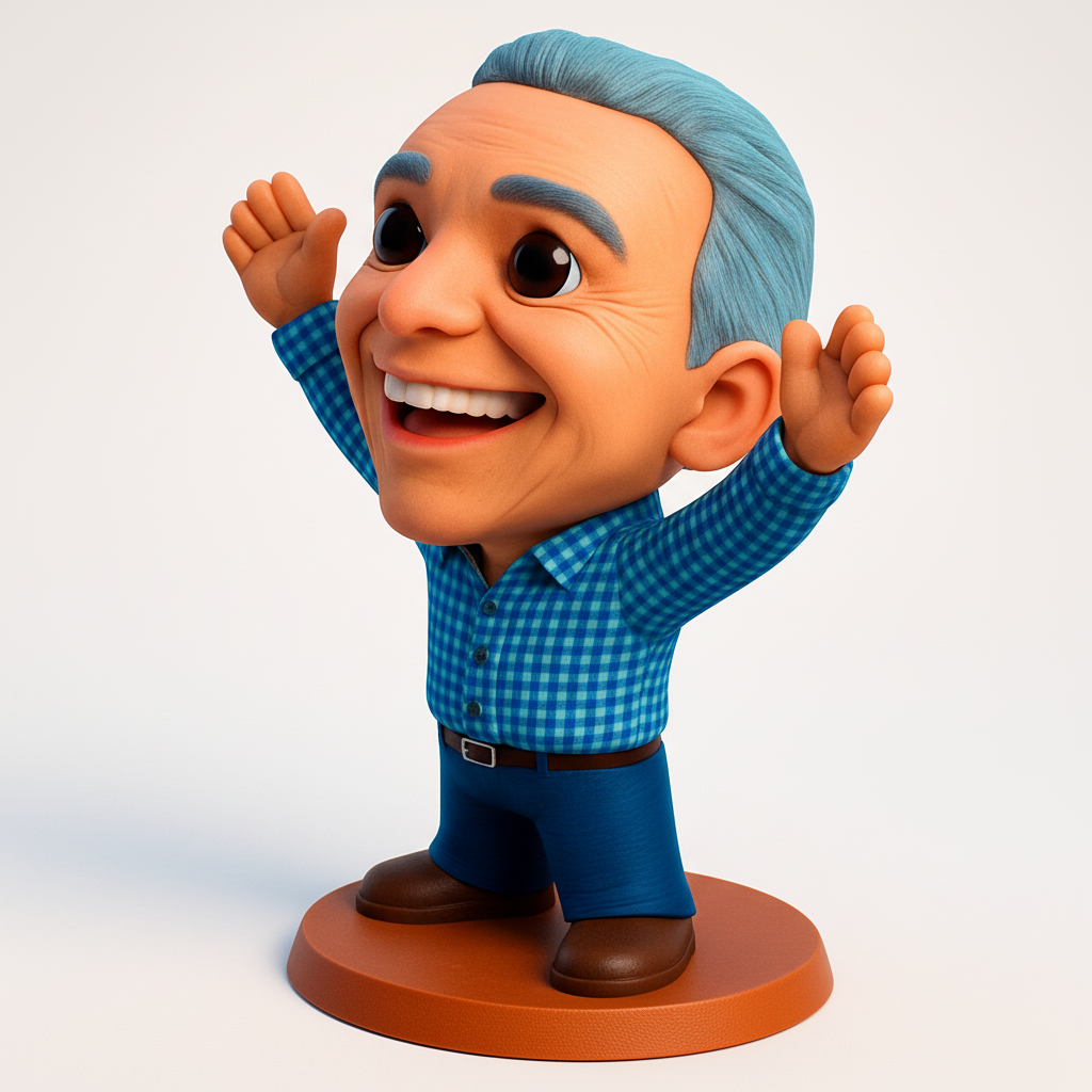 face anatomy 3d model-create 3d face model from photo_Smiling Bobblehead Desk Pal