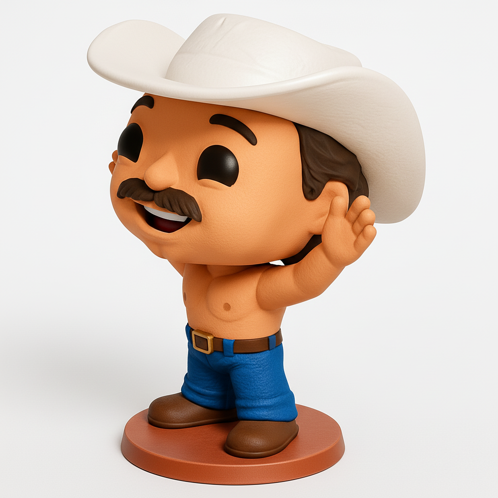 face anatomy 3d model-create 3d face model from photo_Mustachioed Cowboy Funko Pop: Perfect Desktop Buddy!