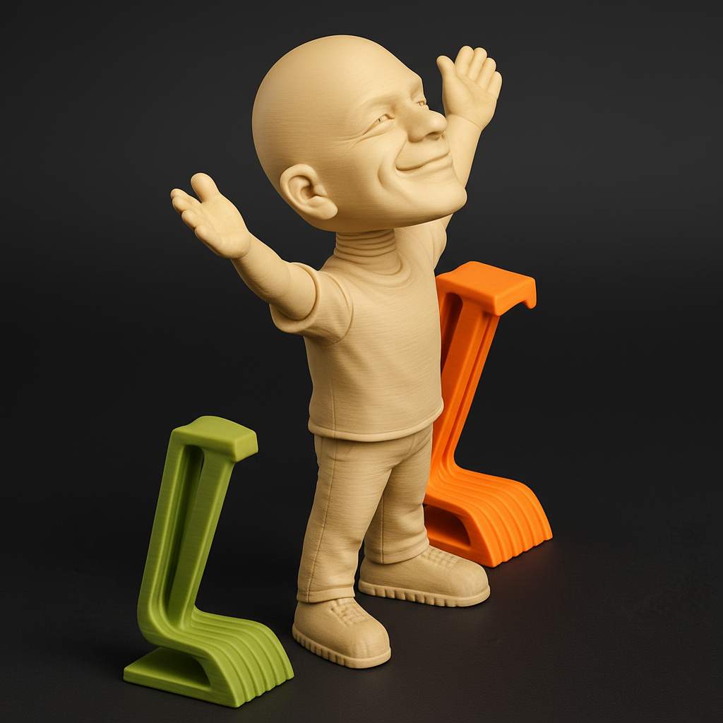 face to 3d model ai-3D portrait printing from photo_Open Arms Joy Figure with Stylish Desk Organizers