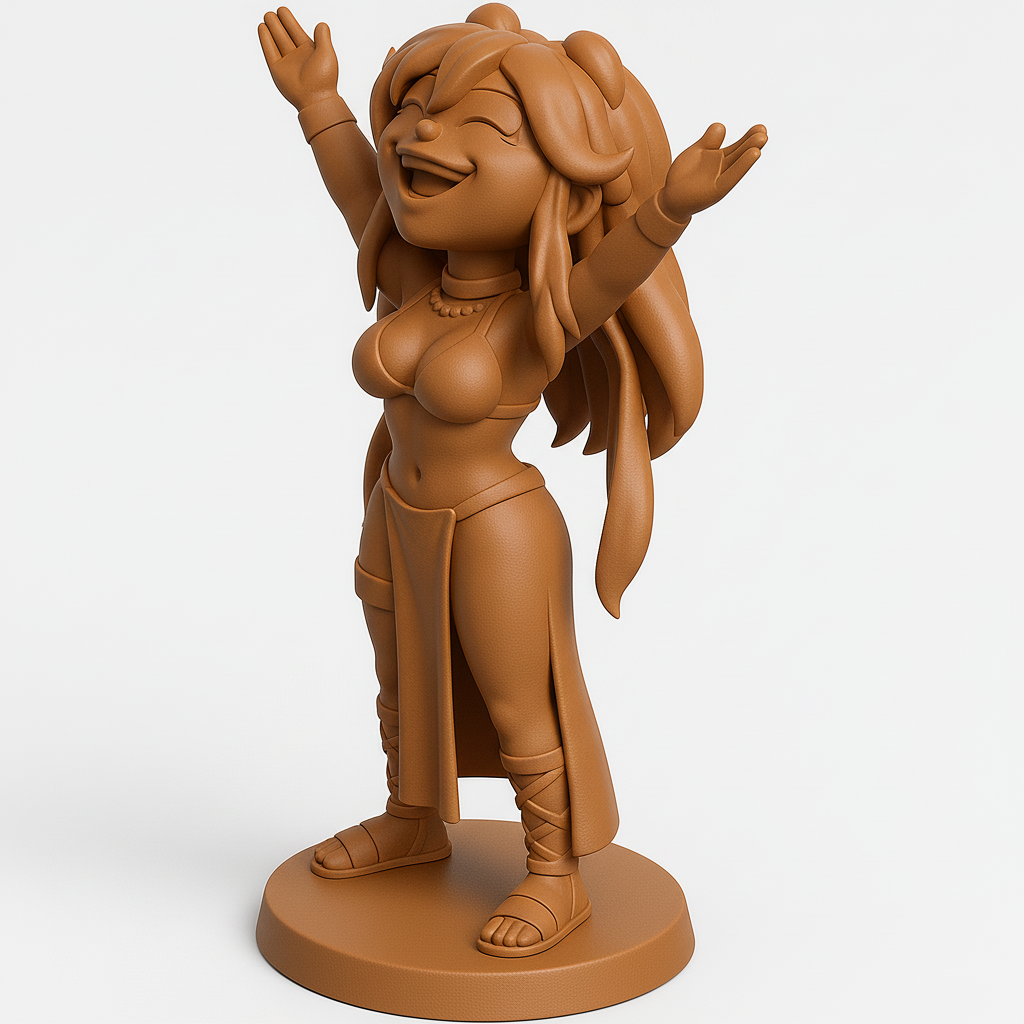 silhouette 3d printer maker-3d portrait printing_Joyful Character Pose 3D Model