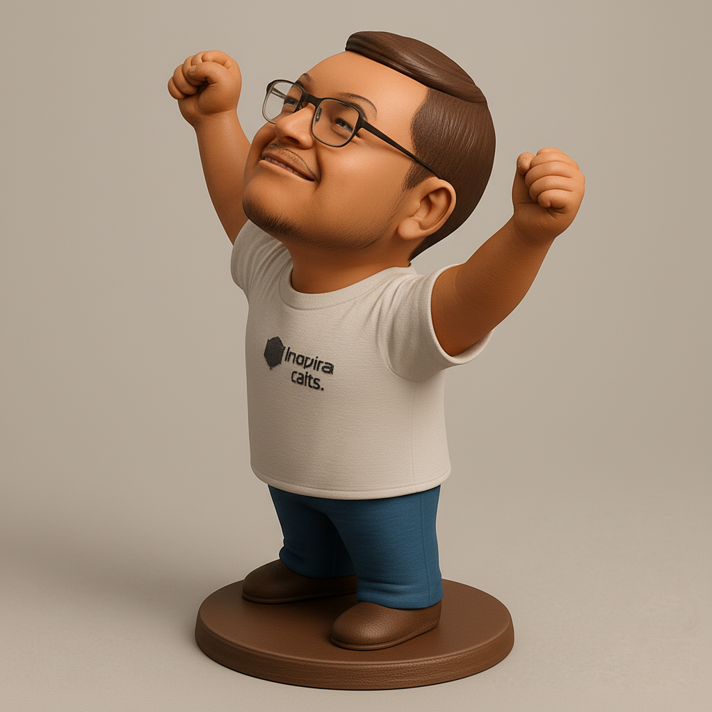 face to 3d model ai-3D portrait printing from photo_Uplifting 'Victory Pose' Desk Bobblehead