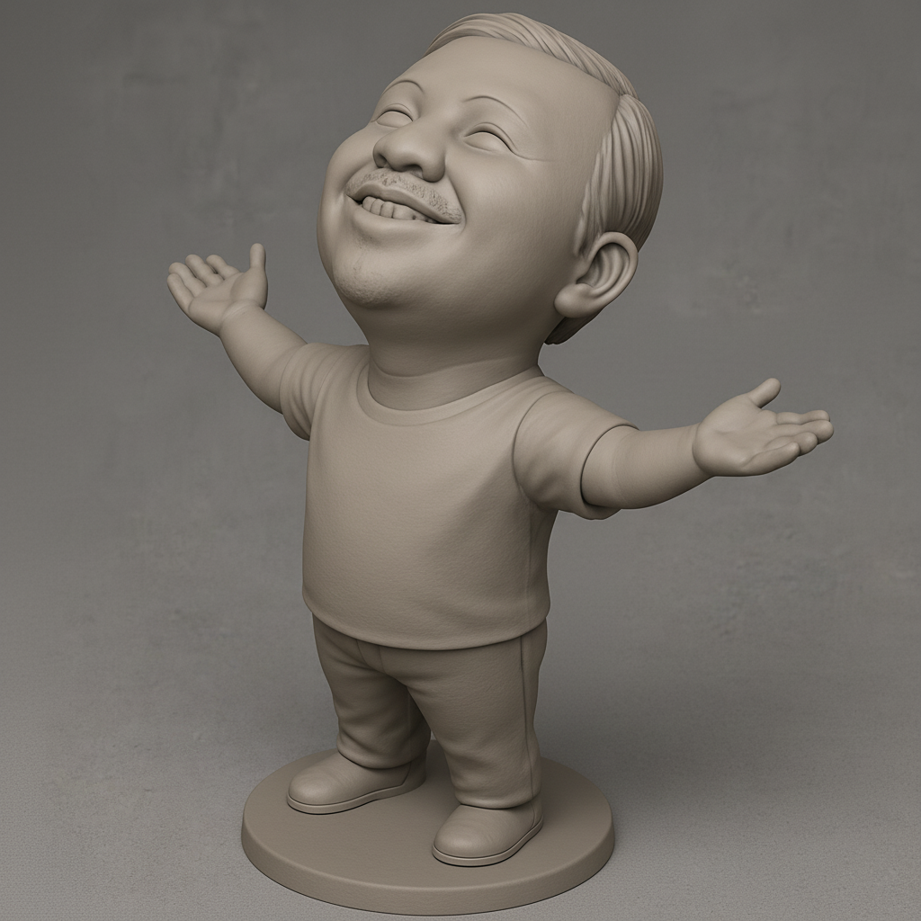 face to 3d model ai-3D portrait printing from photo_Embrace Happiness Figurine - Joyful Expression 3D Print