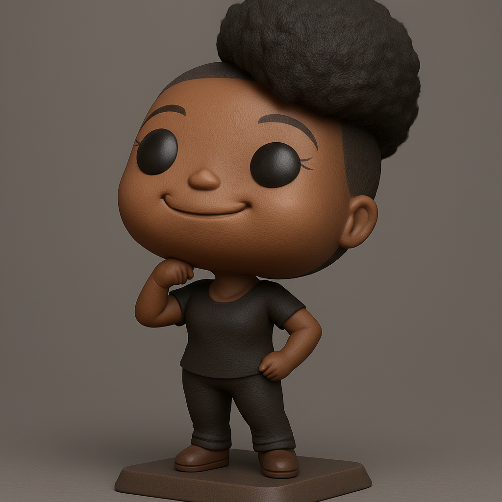 face to 3d model ai-3D portrait printing from photo_Confident Afro Bun Figurine - Empowering Desk Decor