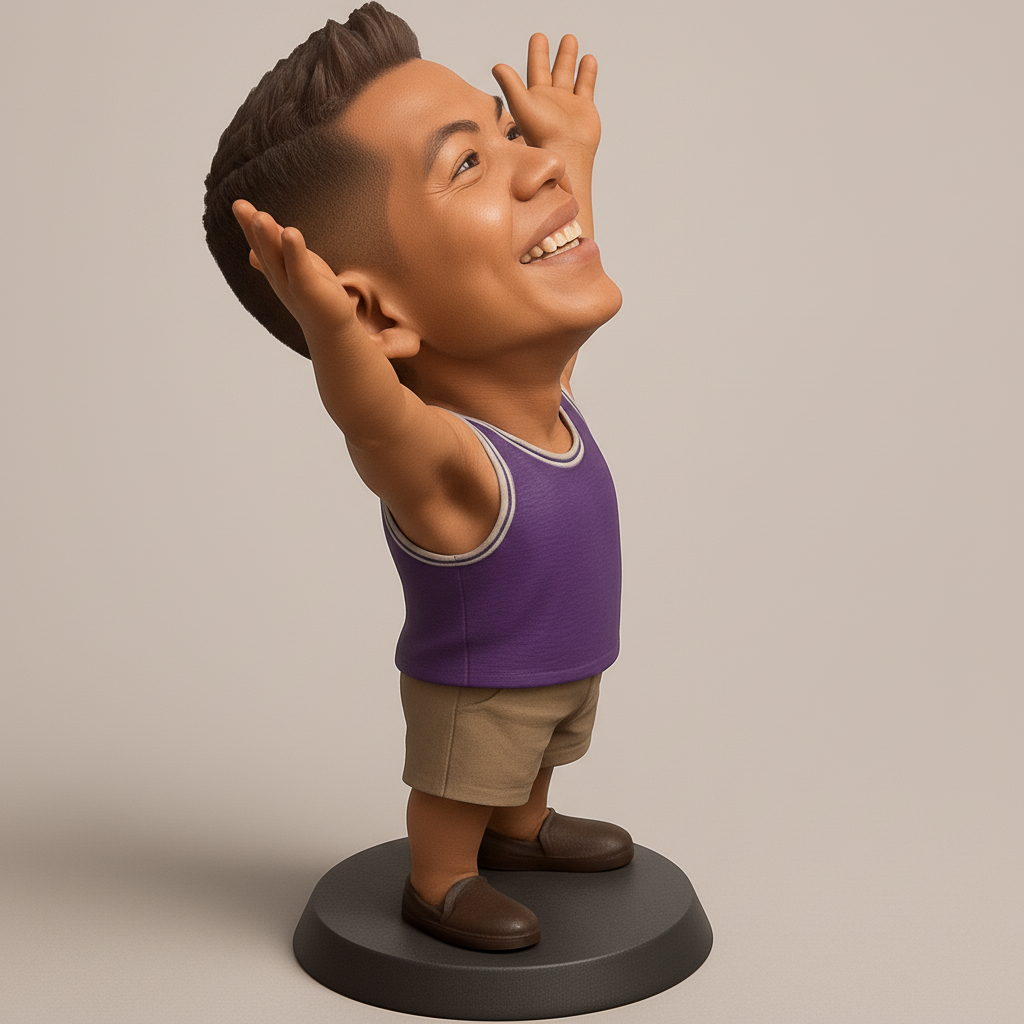 face anatomy 3d model-create 3d face model from photo_Joyful Celebration Bobblehead with Open Arms