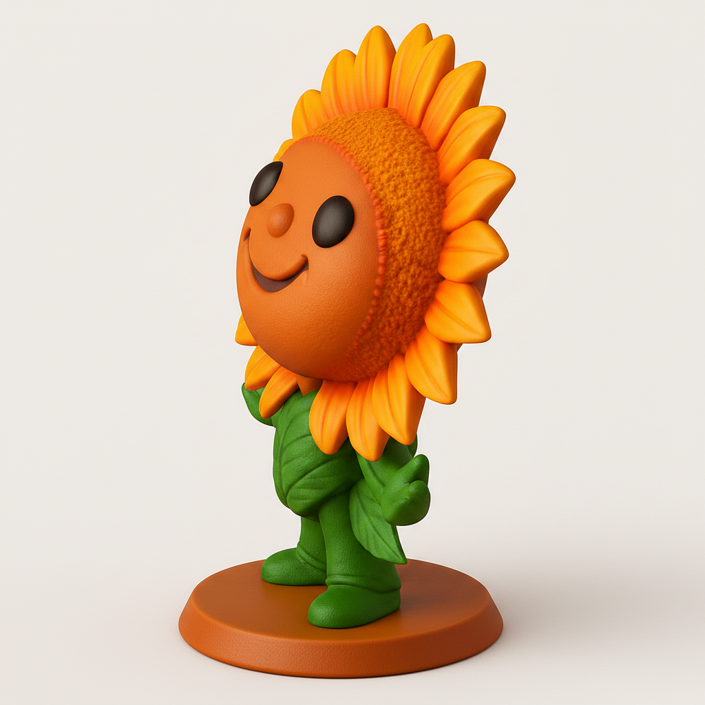 face anatomy 3d model-create 3d face model from photo_Print Your Own Happy Sunflower Friend Figurine