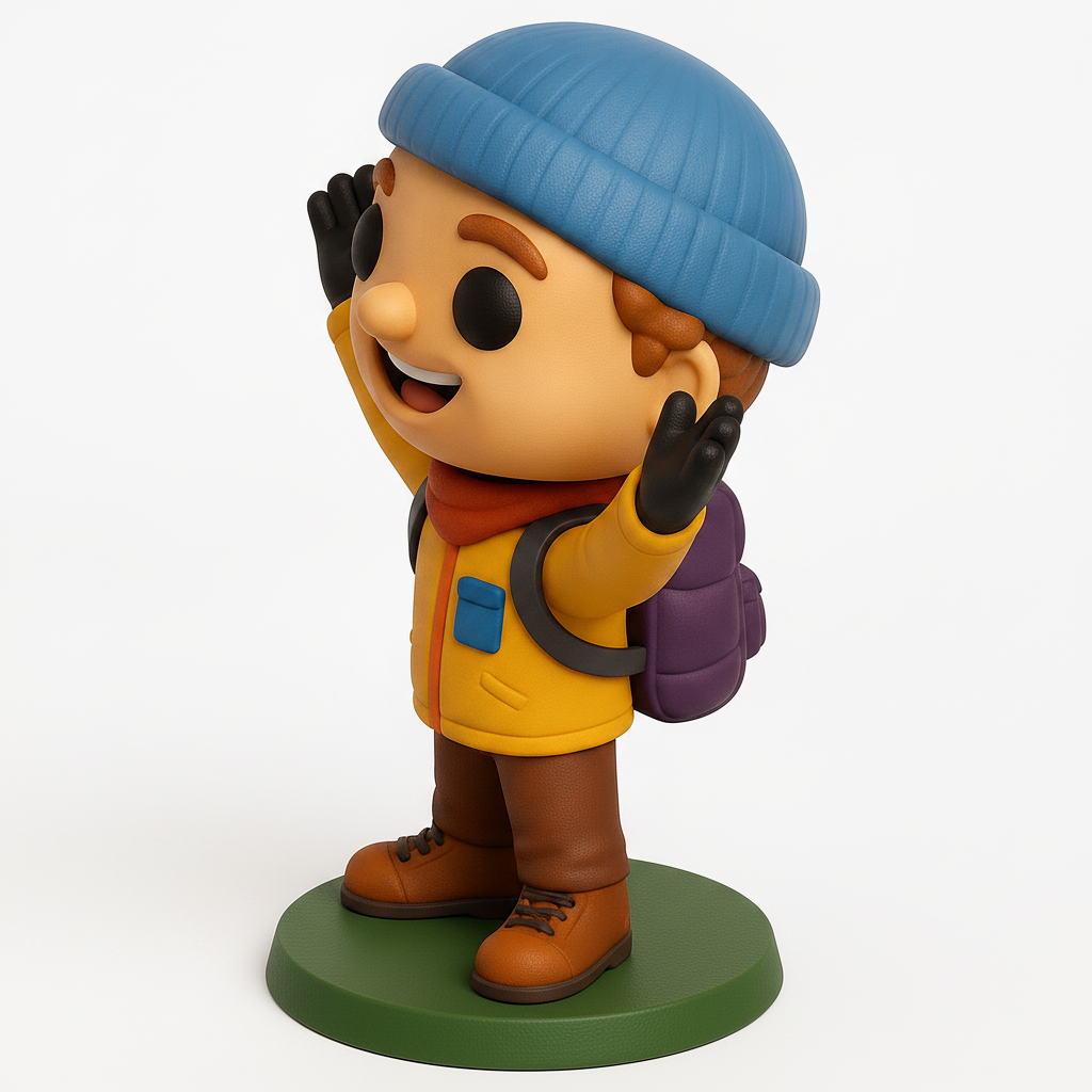face to 3d model ai-3D portrait printing from photo_Joyful Hiker Figurine - Ready for Your 3D Printer!