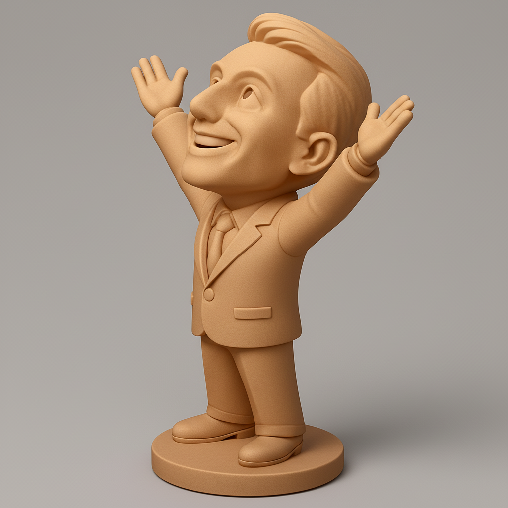 silhouette 3d printer maker-3d portrait printing_Joyful Businessman Figurine