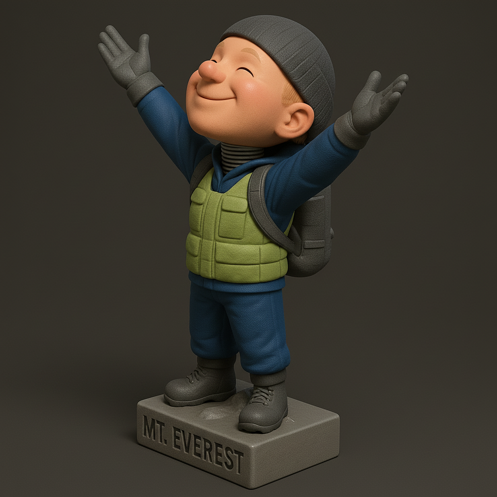 silhouette 3d printer maker-3d portrait printing_Joyful Adventurer on Mt. Everest Base