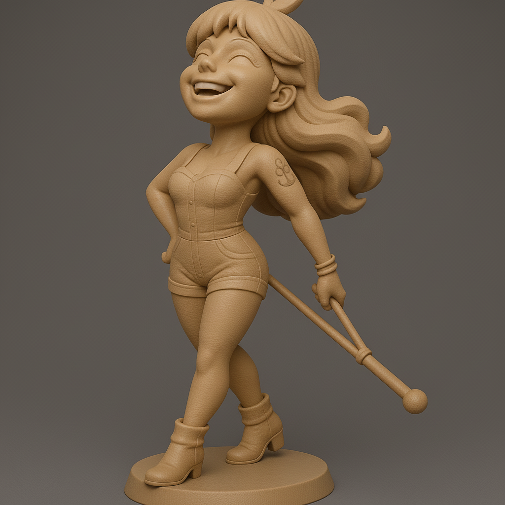 silhouette 3d printer maker-3d portrait printing_Cheerful Character Figurine with Baton