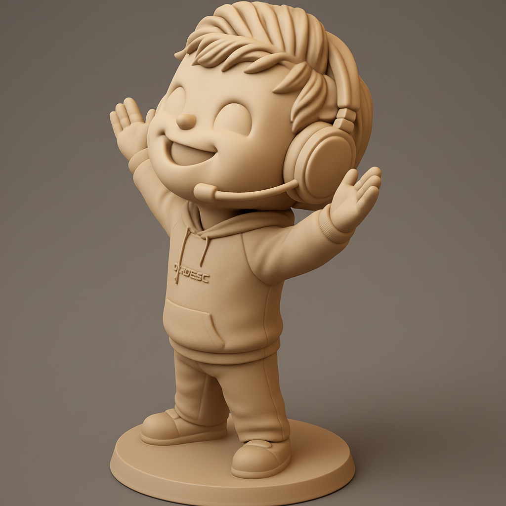 face anatomy 3d model-create 3d face model from photo_Happy Chibi Gamer Figurine - Fun 3D Print Collectible!