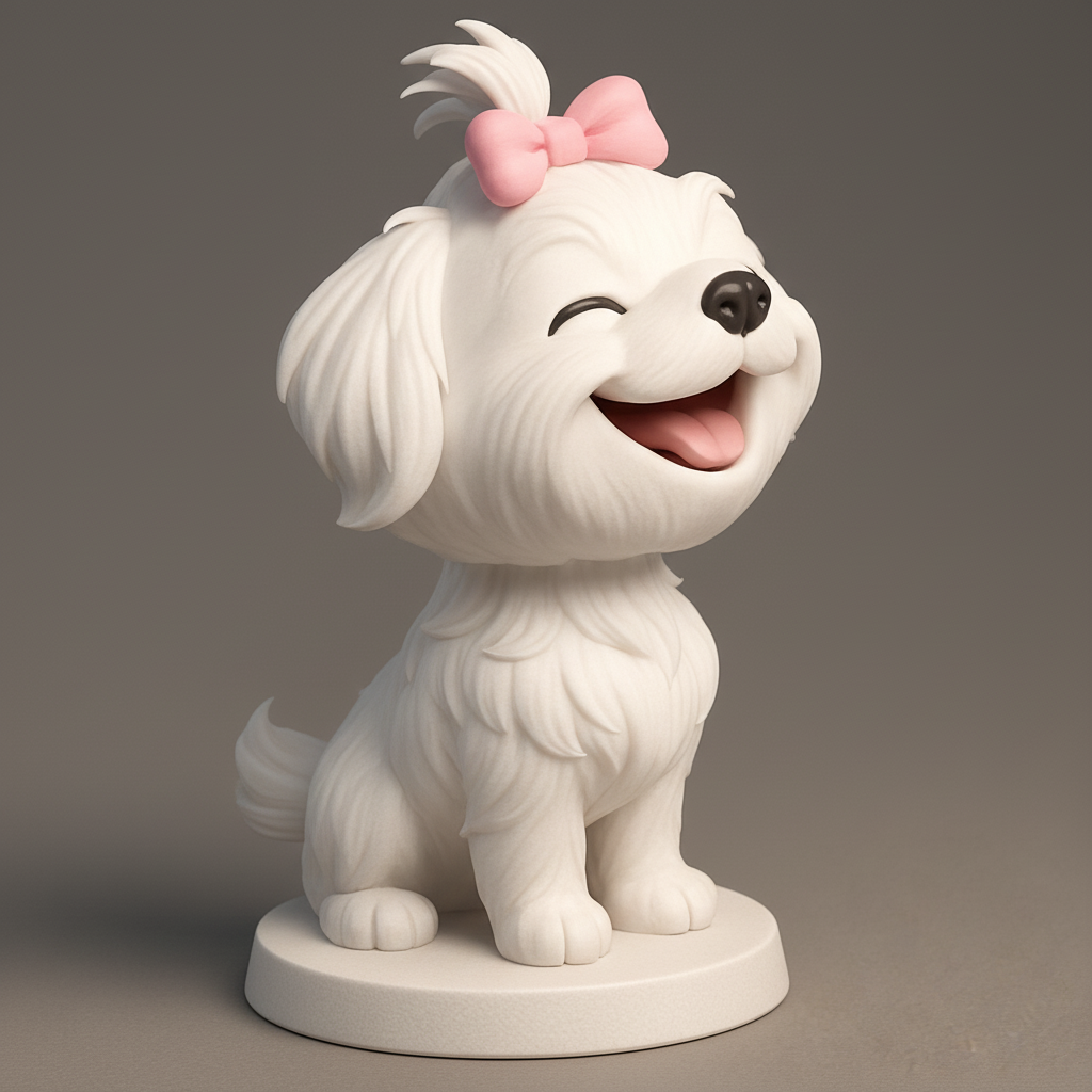 face anatomy 3d model-create 3d face model from photo_Joyful Maltese Puppy Figurine 3D Print for Pet Lovers