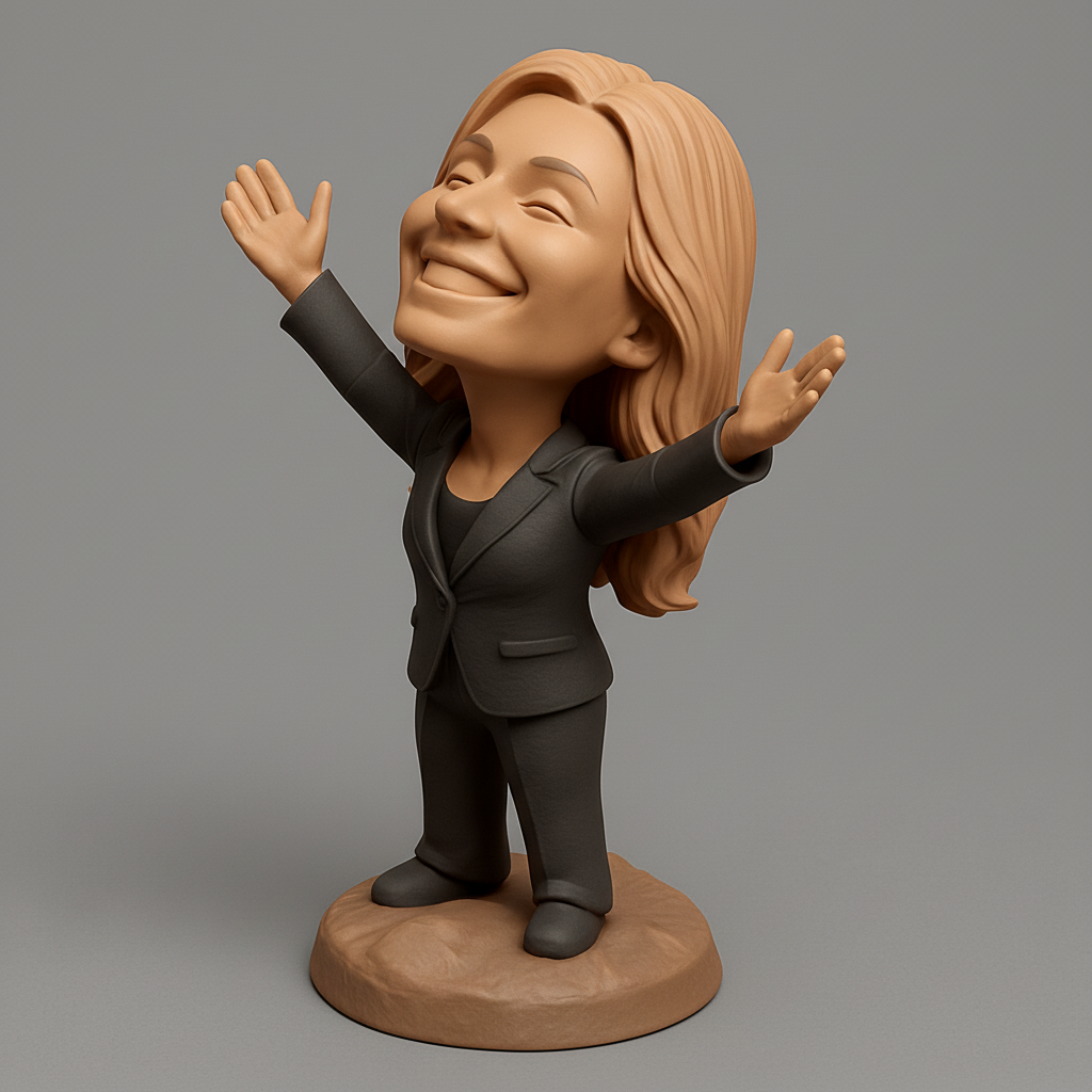 face to 3d model ai-3D portrait printing from photo_Joyful Success CEO Bobblehead - Embrace Your Wins!