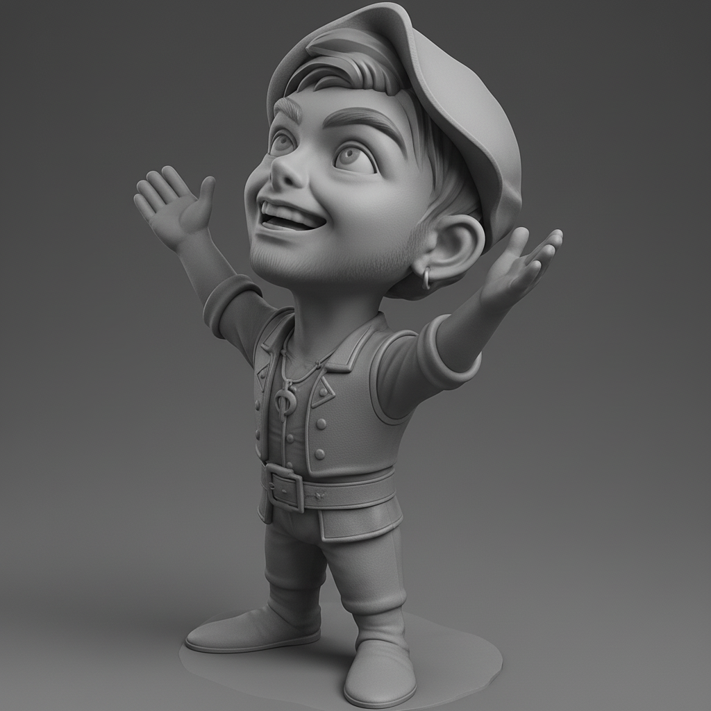 face anatomy 3d model-create 3d face model from photo_Cheerful Cartoon Figurine: Celebrate Joy & Positivity!