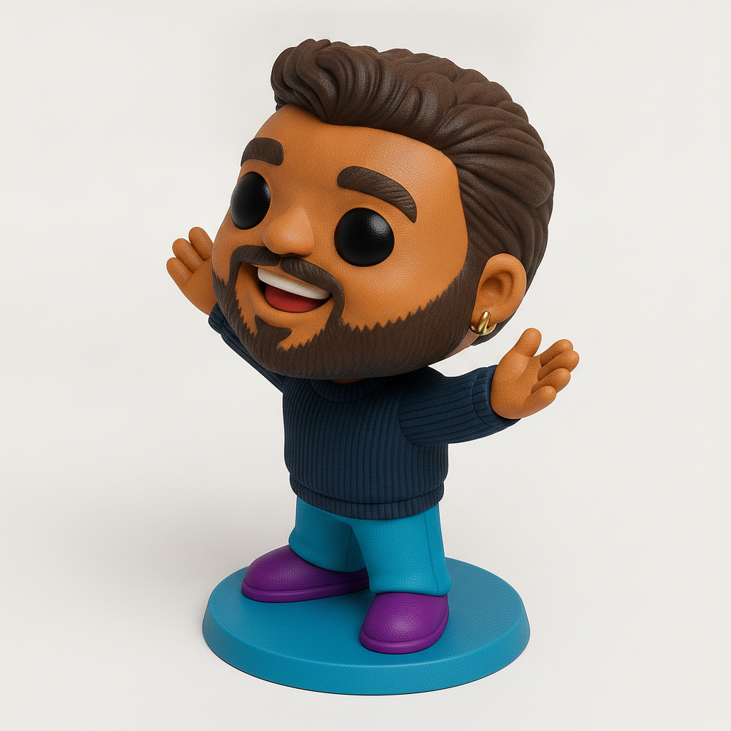 face to 3d model ai-3D portrait printing from photo_Happy Bearded Man Figurine - Customizable 3D Print