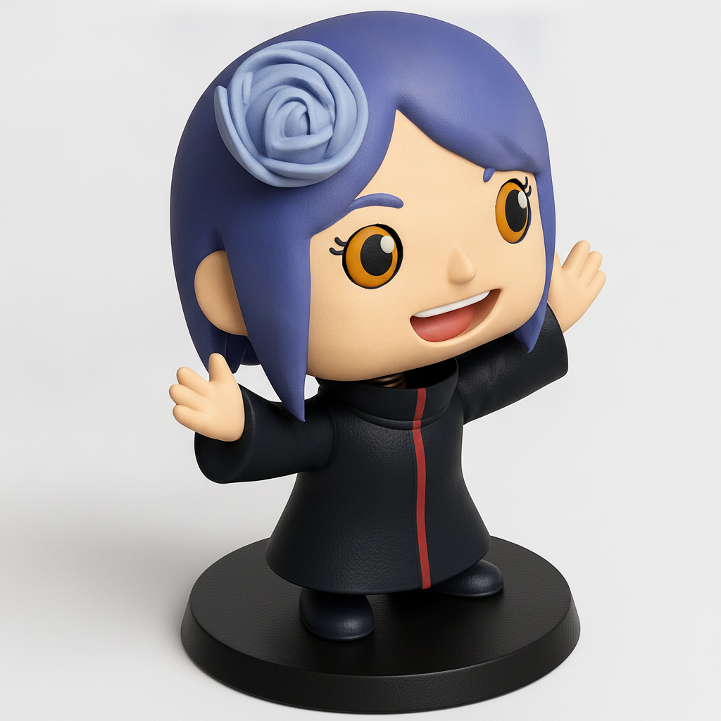 face anatomy 3d model-create 3d face model from photo_Konan Akatsuki Bobblehead: Naruto Fan Art 3D Print Fun