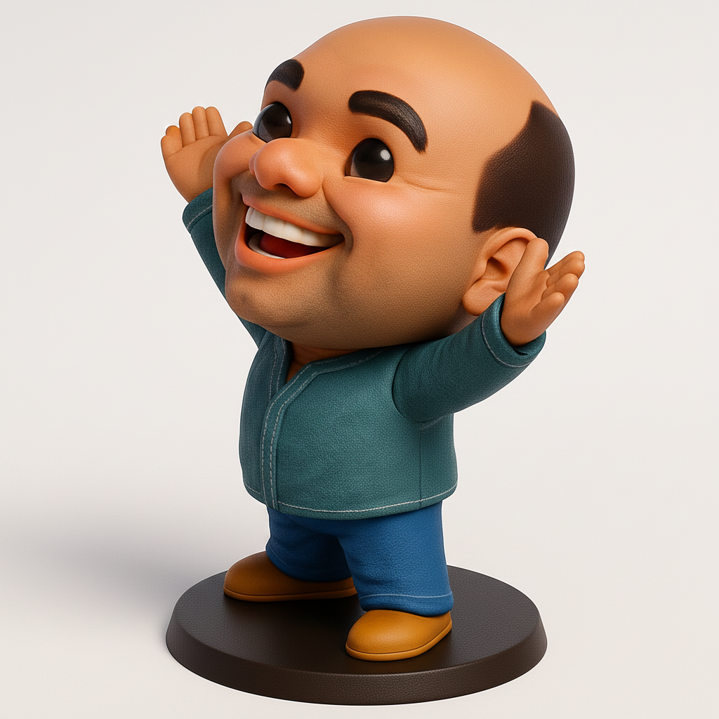 face anatomy 3d model-create 3d face model from photo_Spread Joy! Cheerful Cartoon Man Figurine - Positive Vibes