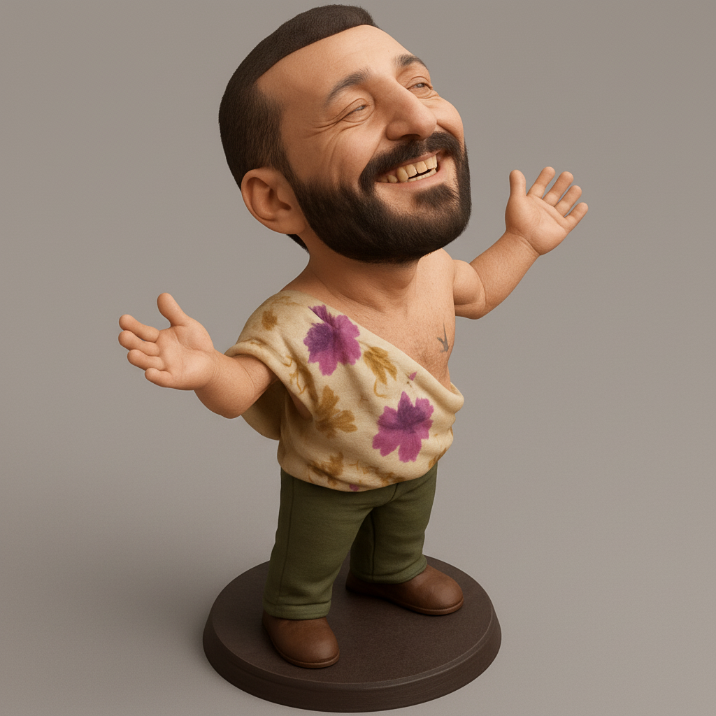 silhouette 3d printer maker-3d portrait printing_Jubilant Caricature Figurine - Expressive Toga Man