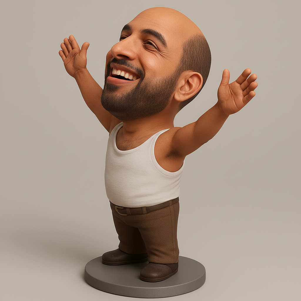 silhouette 3d printer maker-3d portrait printing_Joyful Caricature Man Figure - Radiate Happiness!