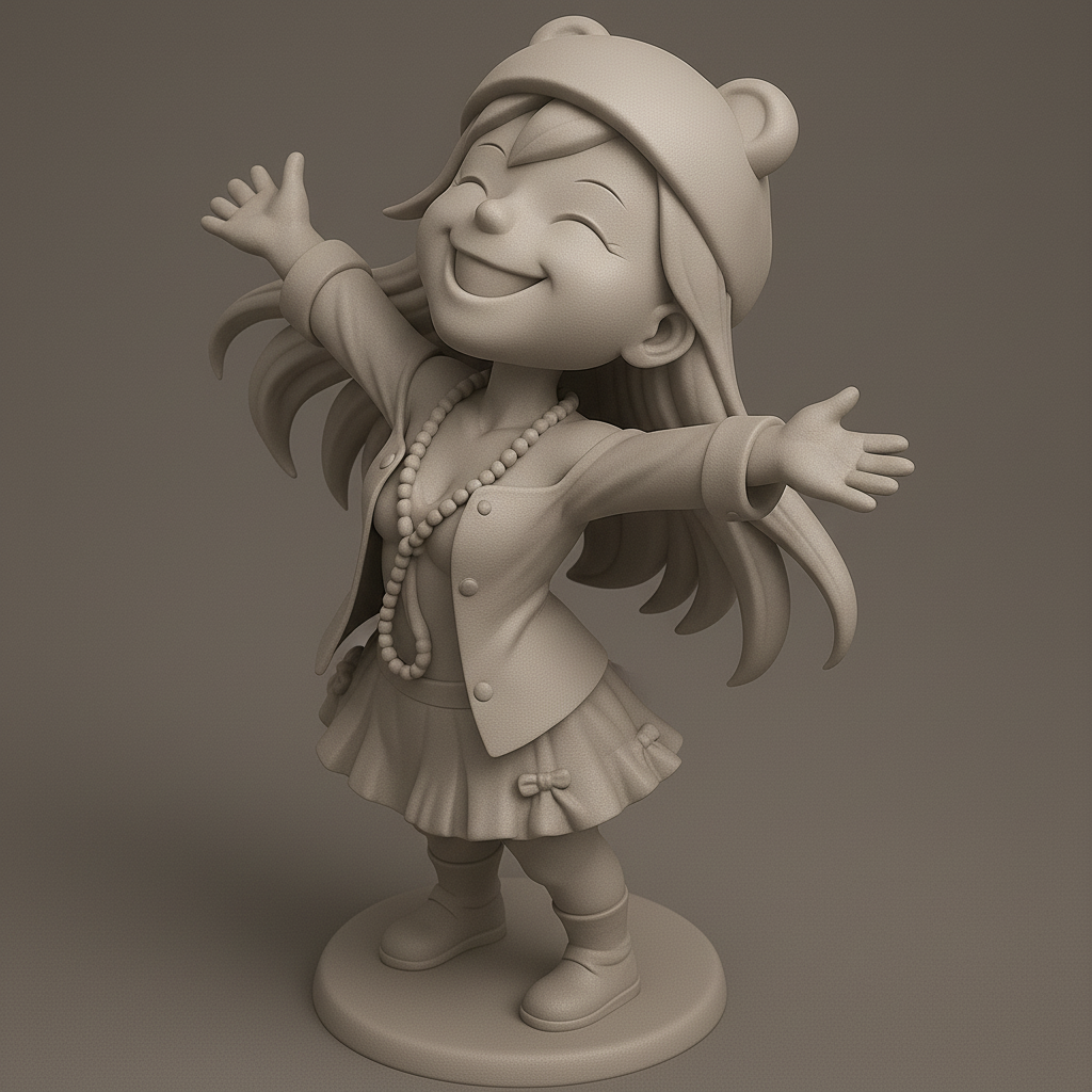 silhouette 3d printer maker-3d portrait printing_Joyful Character Pose 3D Model