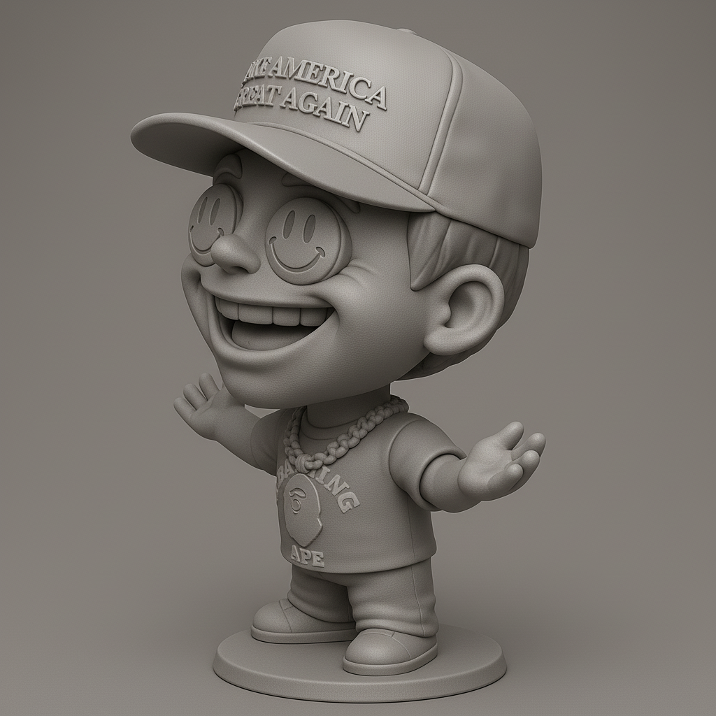 silhouette 3d printer maker-3d portrait printing_Cheerful Cartoon Character Figurine