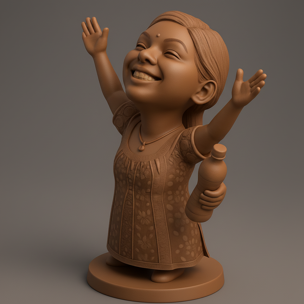 silhouette 3d printer maker-3d portrait printing_Joyful Child Figurine: Celebrate Pure Happiness!