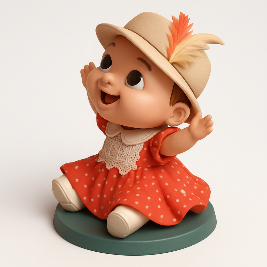 face anatomy 3d model-create 3d face model from photo_Joyful Bavarian Baby Figurine - Whimsical Decor