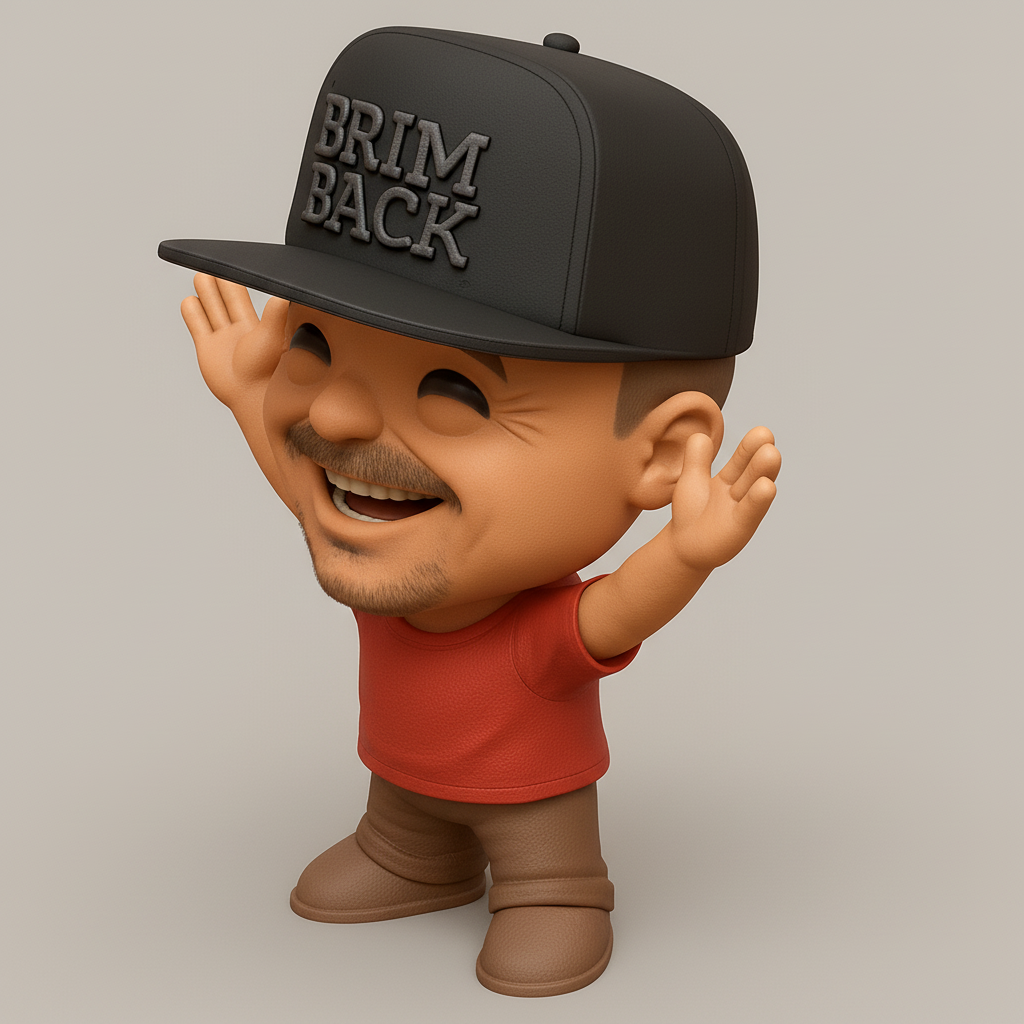 face anatomy 3d model-create 3d face model from photo_Happy 'Brim Back' Guy: Collectible Desk Figurine